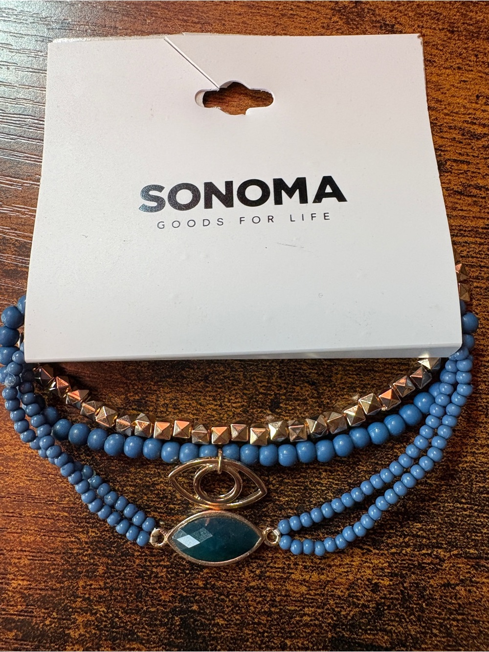 SONOMA Blue Beaded Multi-Strand Bracelet with Gold Accents